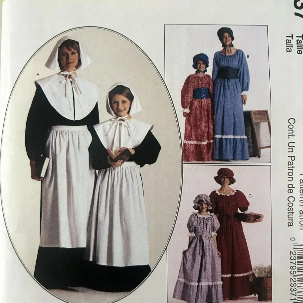 McCall's 2337 Puritan Pilgrim Settler Costume Sewing Pattern Childs 7 8